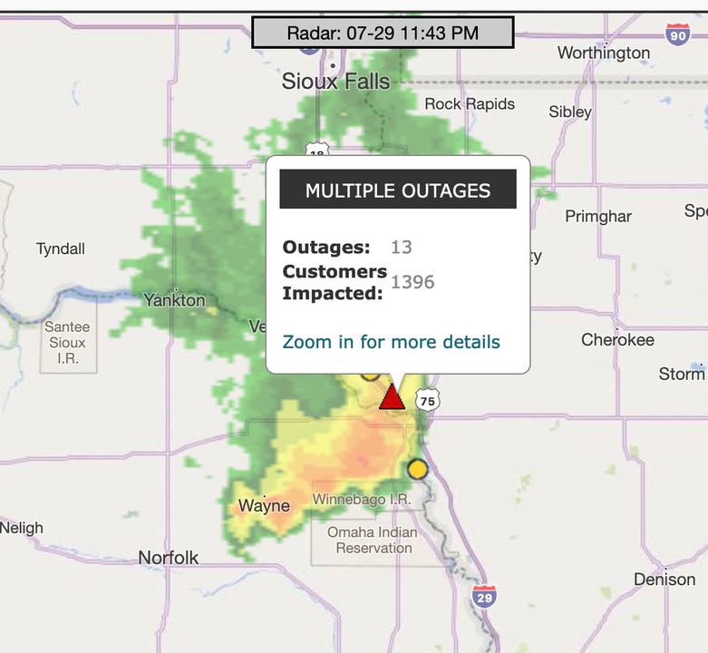 Update: many reports of trees on fire and power lines sparki...