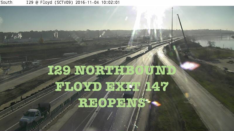 Exit 147 Northbound Sioux City Floyd Exit to reopen Friday