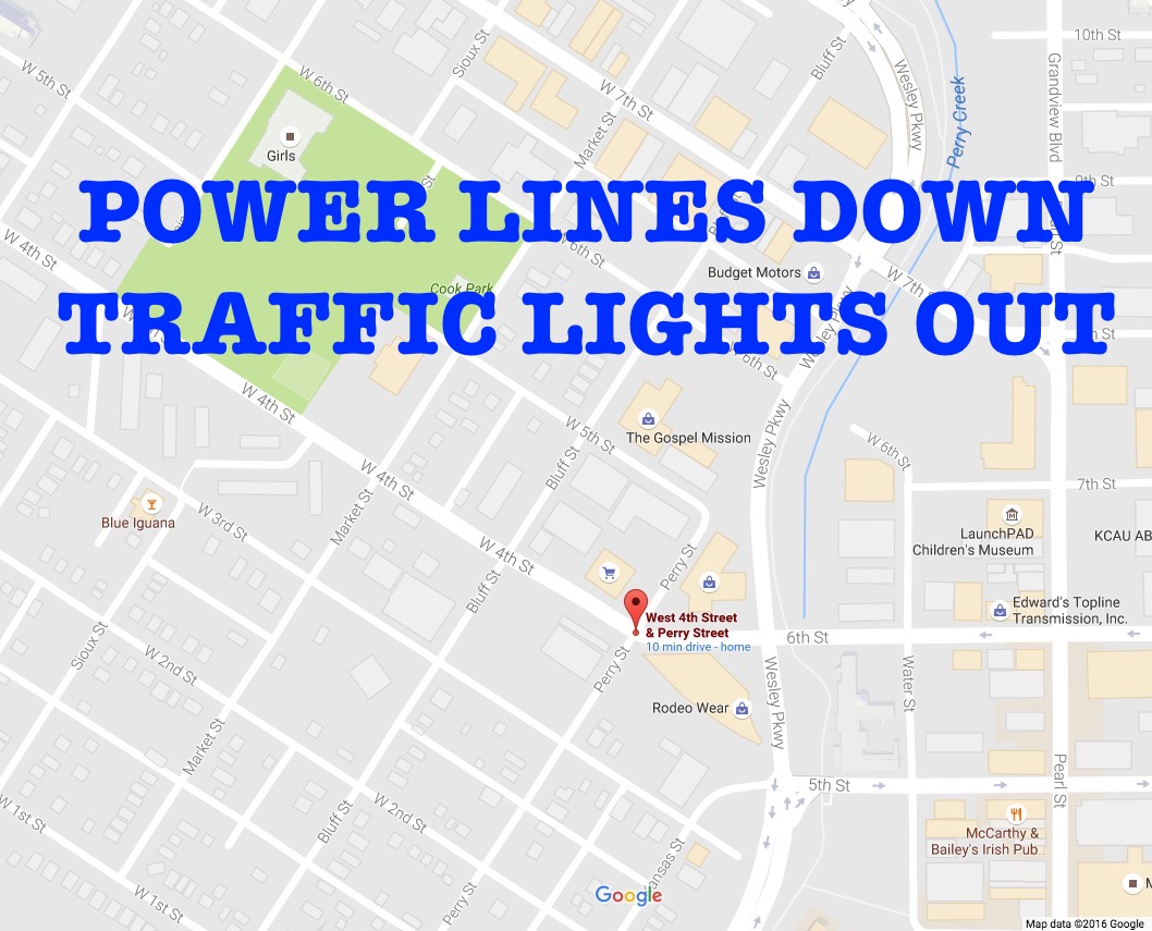 Traffic lights not working live electrical wires down