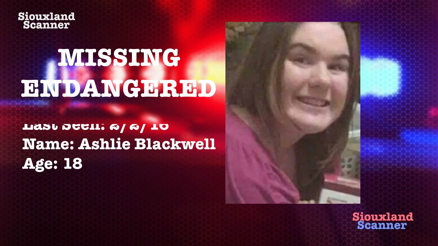 Missing Endangered Sioux City Teen Girl