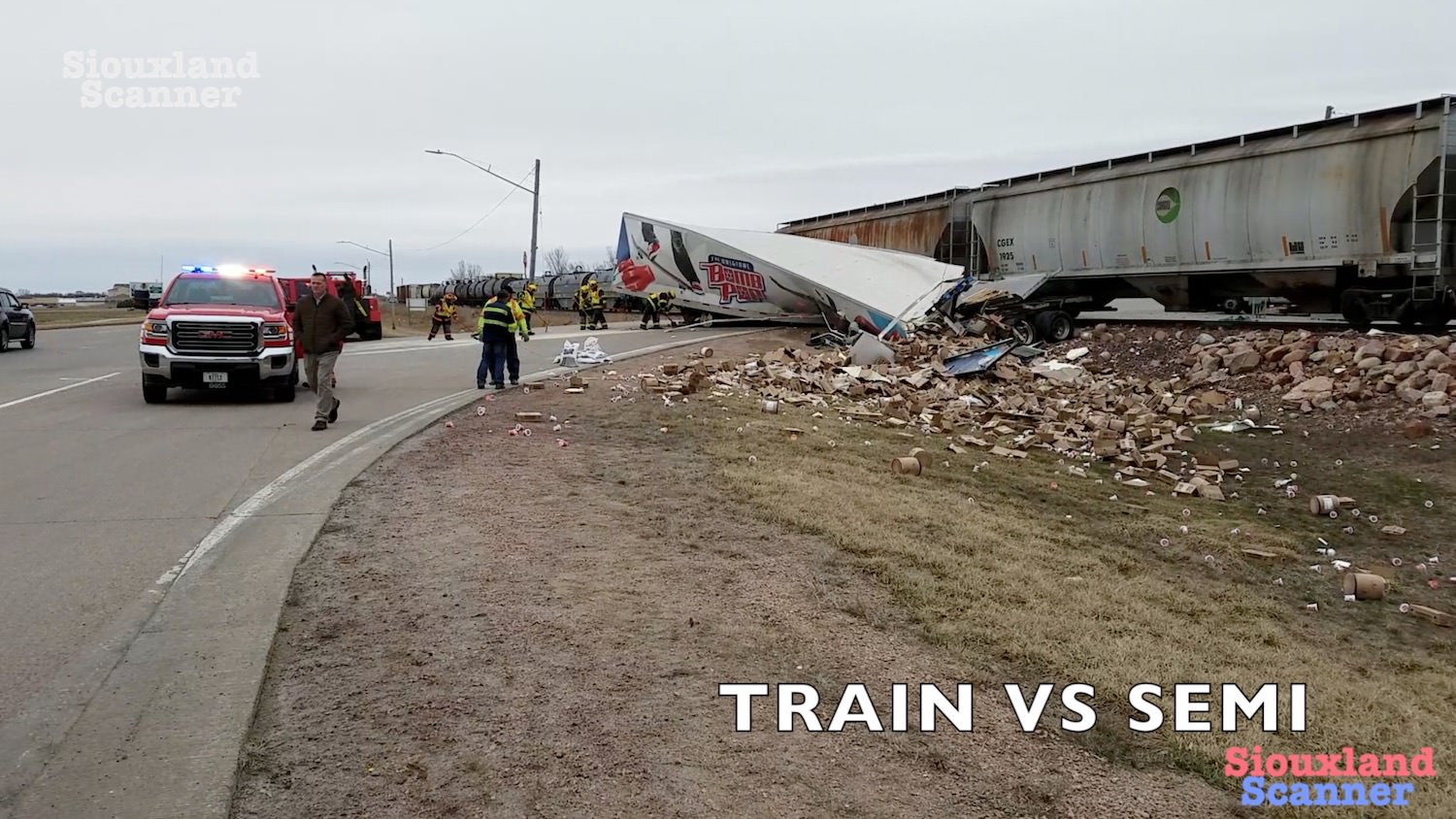 Train crashes into Semi Hauling Ice Cream in Le Mars