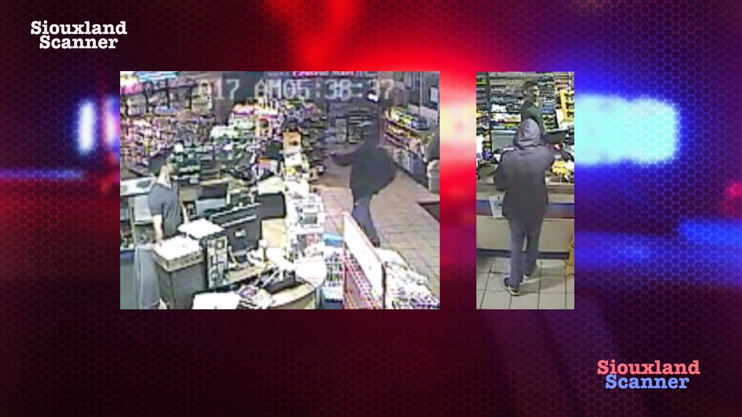 Surveillance video from armed robbery on Floyd Boulevard in Sioux City Wednesday