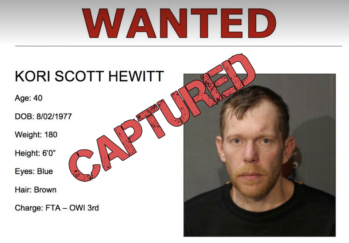 WANTED REWARD Kori Scott Hewitt failure to appear OWI 3rd