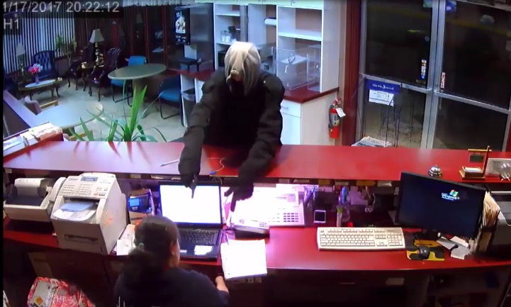 Armed Robbery Surveillance video relased Palmer House Motel Sioux City