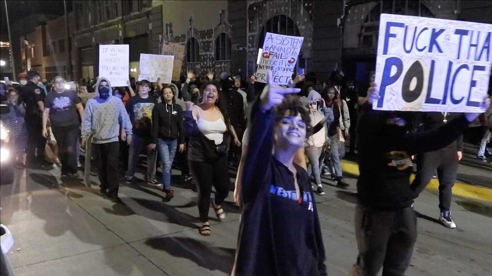 Police work to protect downtown business and maintain order during protest Sunday