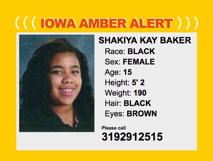 CANCELLED AMBER ALERT SHAKIYA KAY BAKER