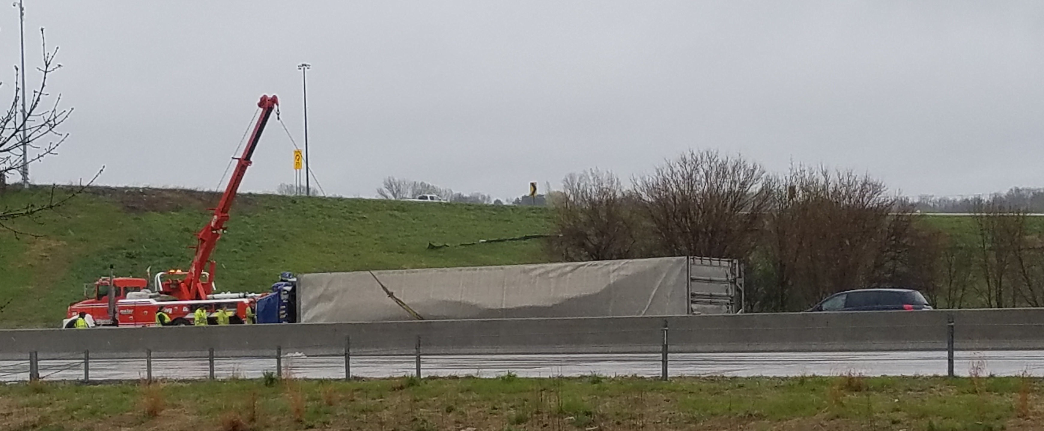 Overturned Semi Causes Traffic Delays