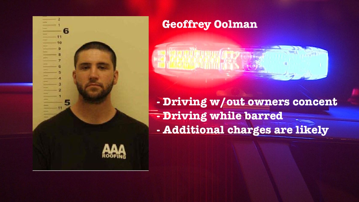 Geoffrey Oolman Arrested connected to two auto thefts