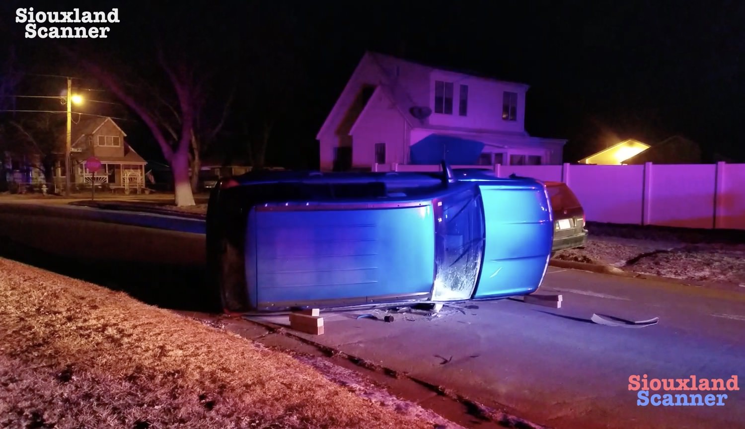 Driver flees after flipping SUV on its side