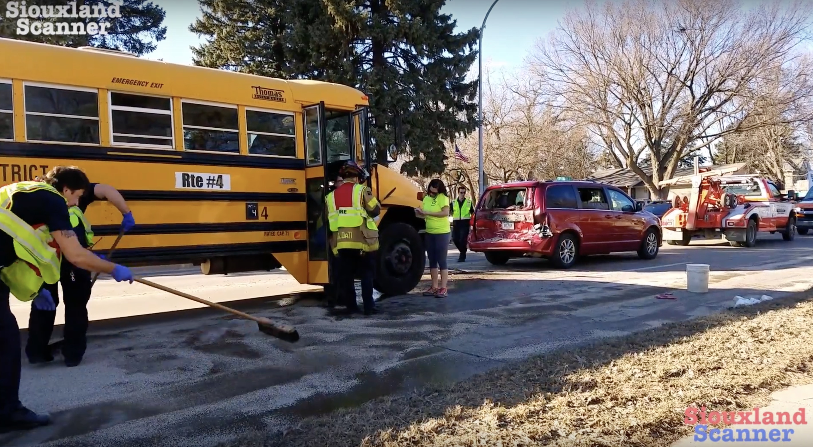 Sioux City School Bus rear ends minivan on Lakeport